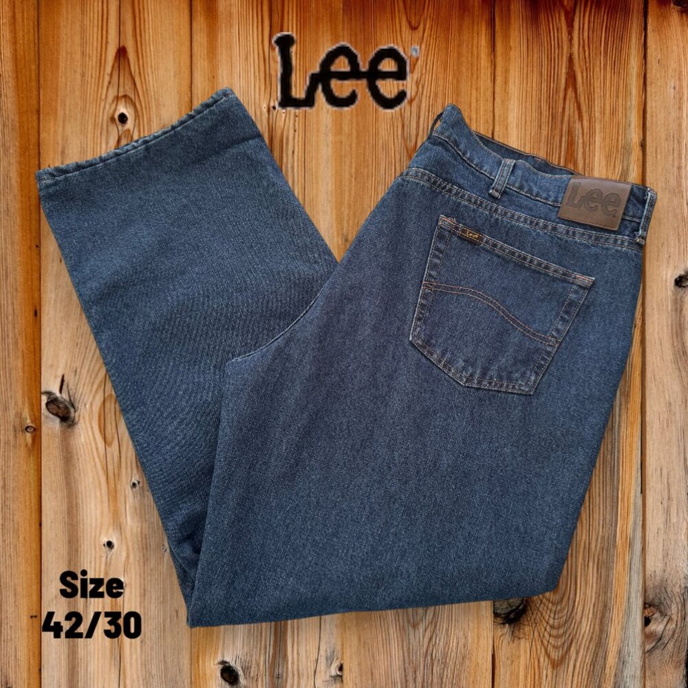 Lee Men's Legendary Relaxed Fit Flannel and Fleece Lined Winter Denim Blue Jeans